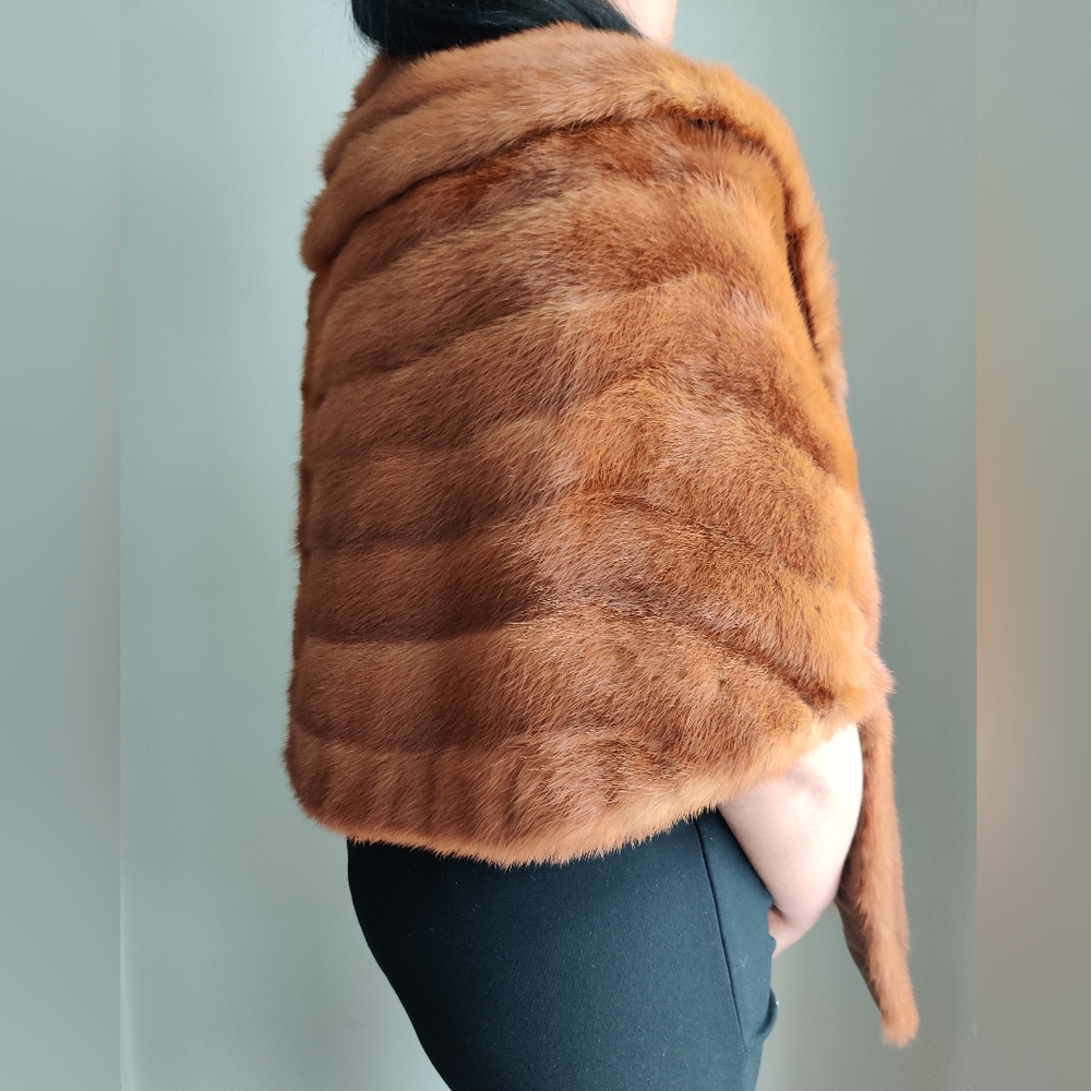 Vintage Ash Brown Red Mink Fur Stole Cape Stunning Dawes Furs Toronto